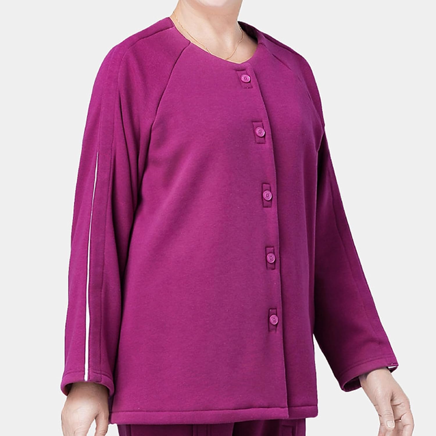 Warm Recovery Clothing for Broken Arm, Winter Post Shoulder Surgery Shirts for Women, Full Open Snap Design