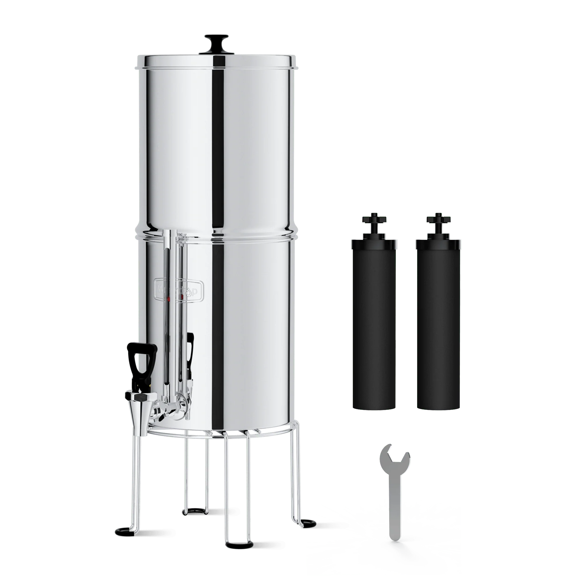 Waterdrop Gravity-fed Water Filter System, NSF/ANSI 42&372 Standard, 2.25G Stainless-Steel System with 2 Filters, Sight Glass Spigot and Stand, Reduces Chlorine and Lead-King Tank Series