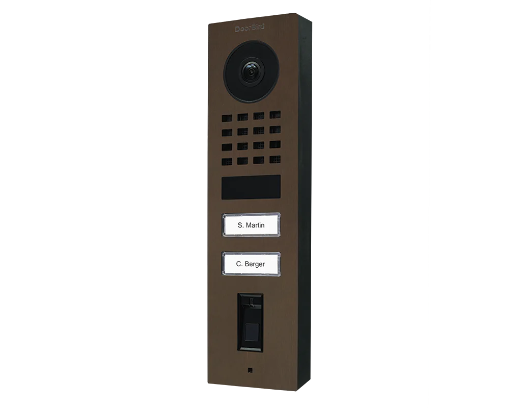 DoorBird D1102FV Fingerprint 50 Surface-Mount IP Video Door Station, 2 Call Button in  Architectural Bronze
