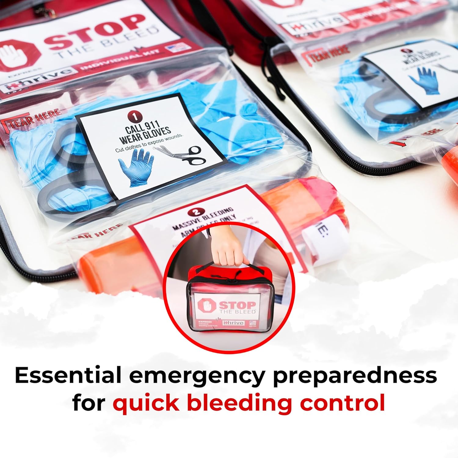 iThrive Express Bleeding Control Kit with Tourniquet - Easy-to-Use Emergency Kit with Official Stop The Bleed License - First Aid Kit Assembled in USA by Veterans - Emergency Supplies