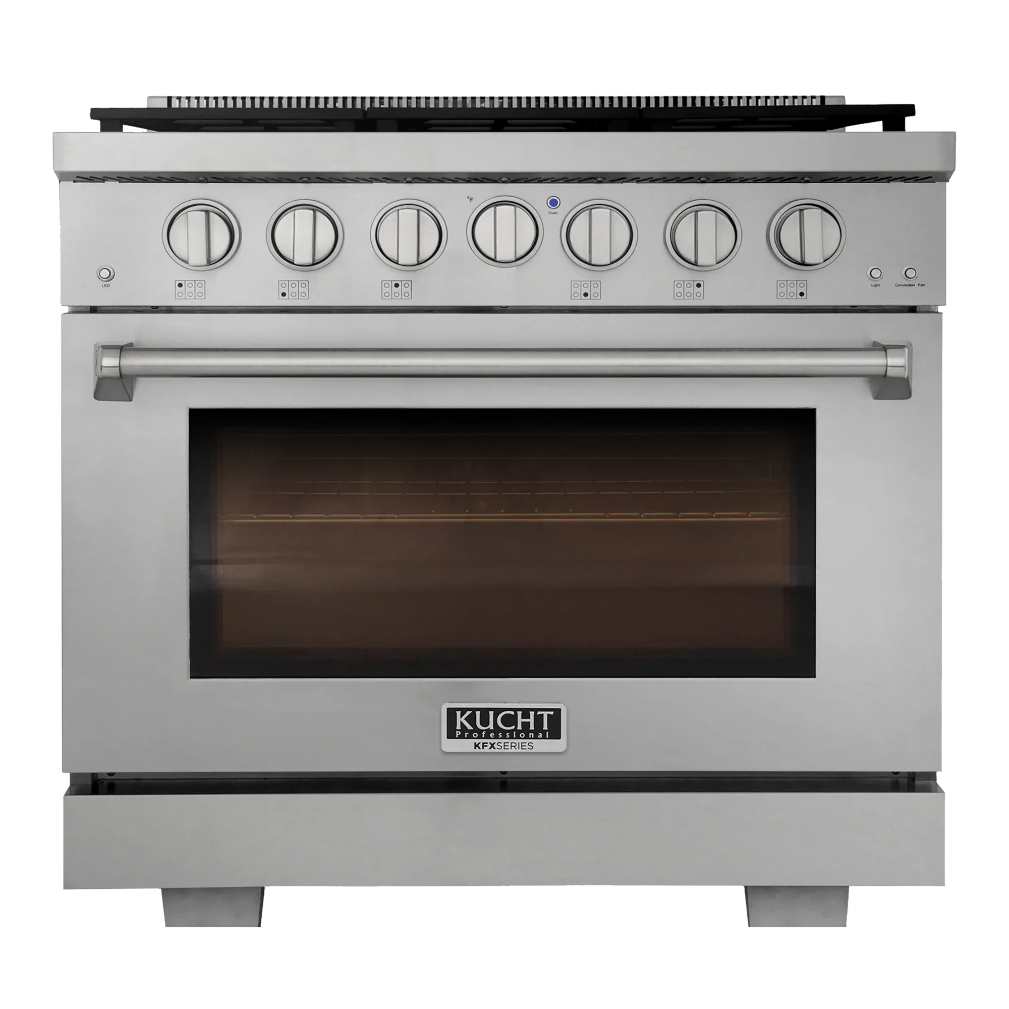 Kucht Professional 36-Inch 5.2 cu. ft. Propane Gas Range in Stainless Steel with True Simmer Burners (KFX3600X/LP-S)