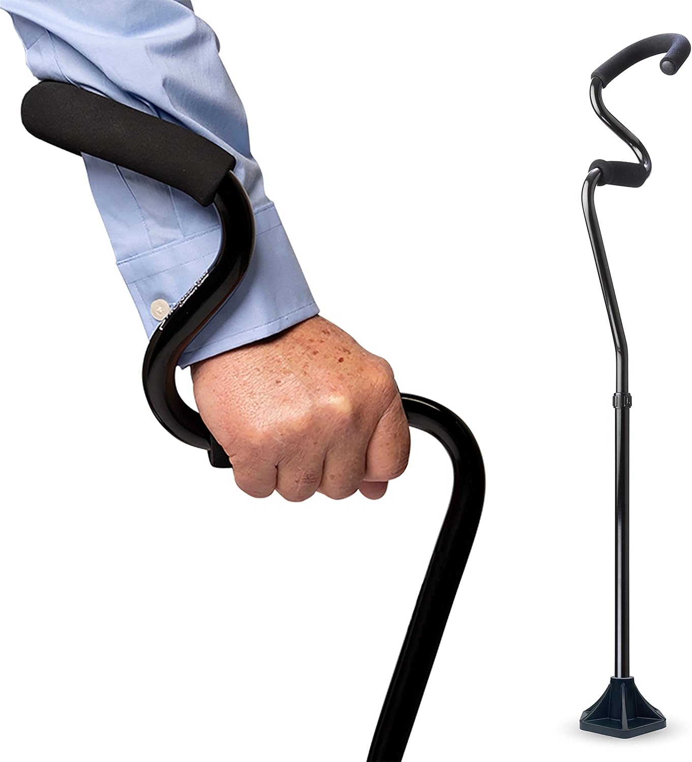 StrongArm Comfort Cane + Self Standing Lightweight Adjustable Walking Cane + Stabilizes Wrist & Provides Extra Support & Stability + Ergonomic Forearm Grip + Canes for Men & Women