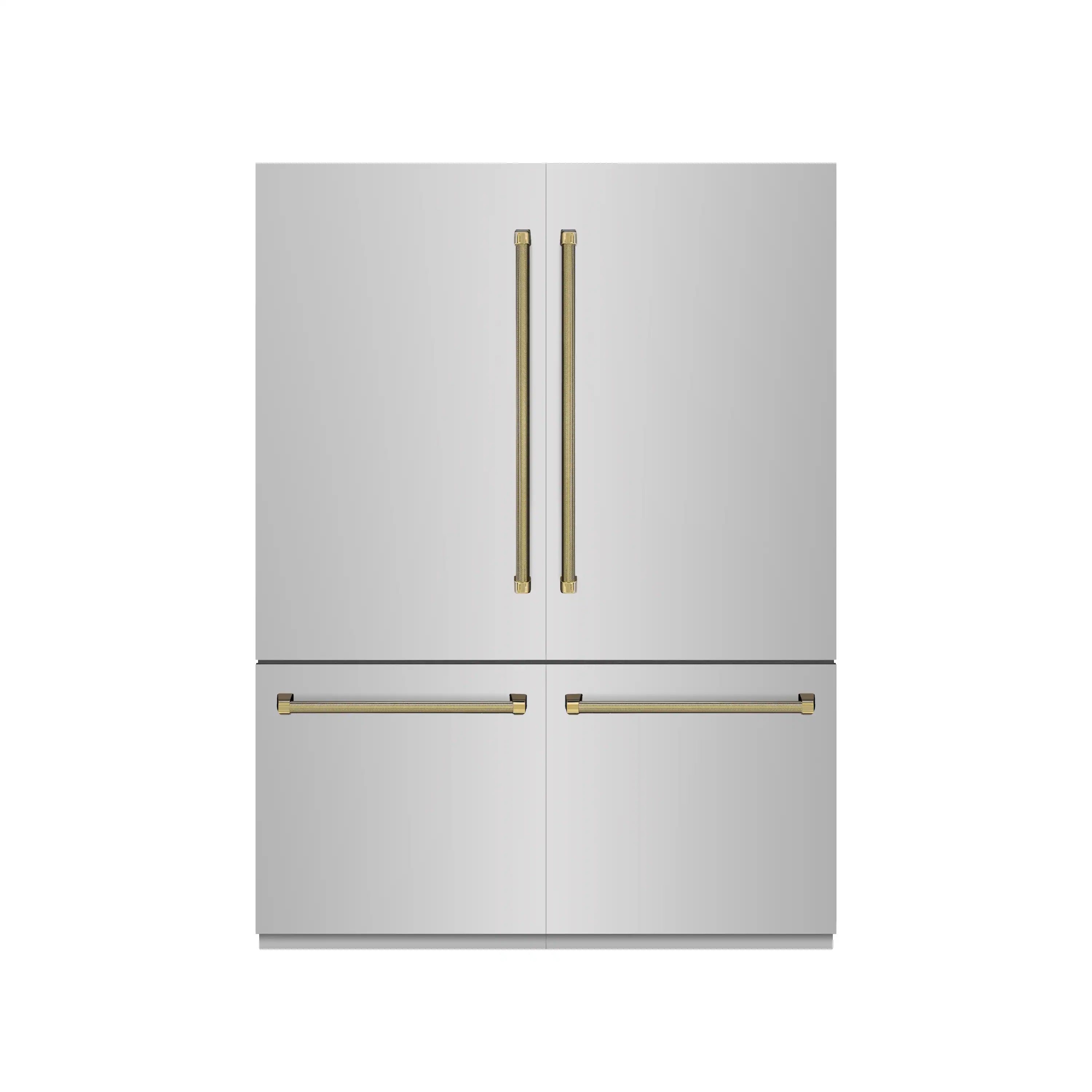 ZLINE Autograph 60-Inch Built-In Refrigerator w/ Gray Interior and Polished Gold Helix Handles (GRBIVZ-30460KG)