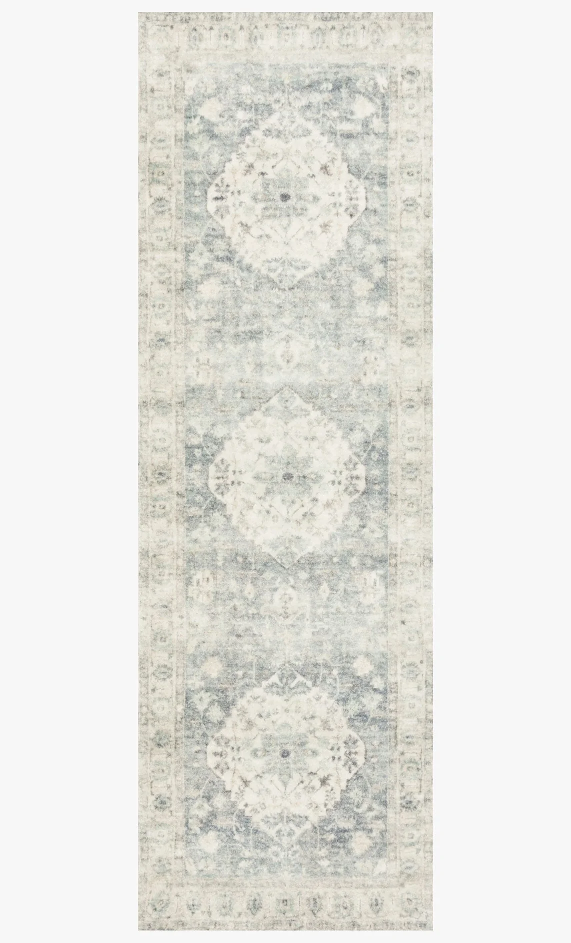 Loloi II Rosette Collection - Traditional Power Loomed Rug in Denim & Fog (ROS-07)