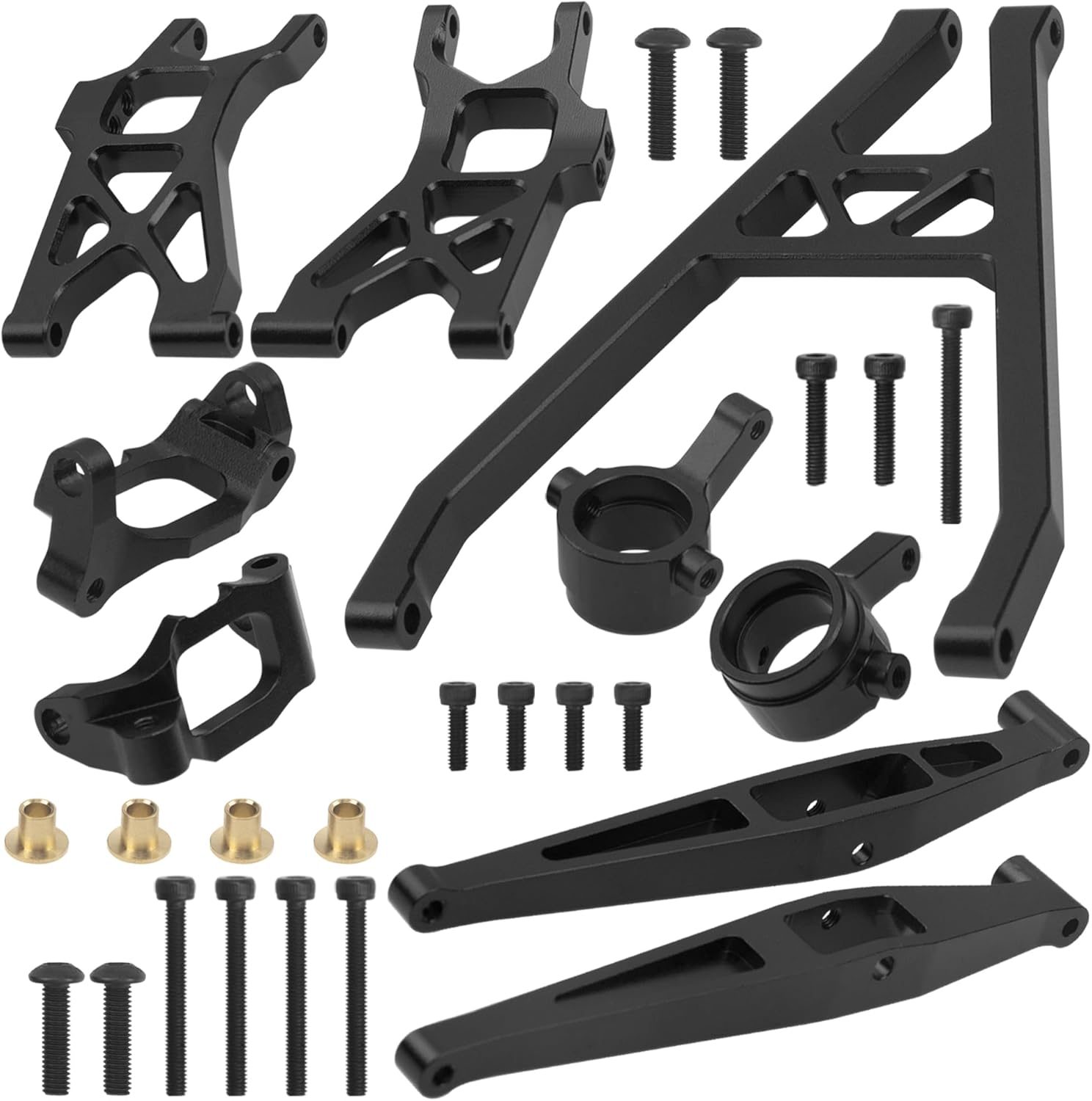 Metal C-Hubs, Front Control Arms & Rear Lower Arms & Rear Axle Support A Frame & Steering Knuckles Compatible with 1/18 Axial Yeti Jr RTR RC Car Upgrade Part (Black)