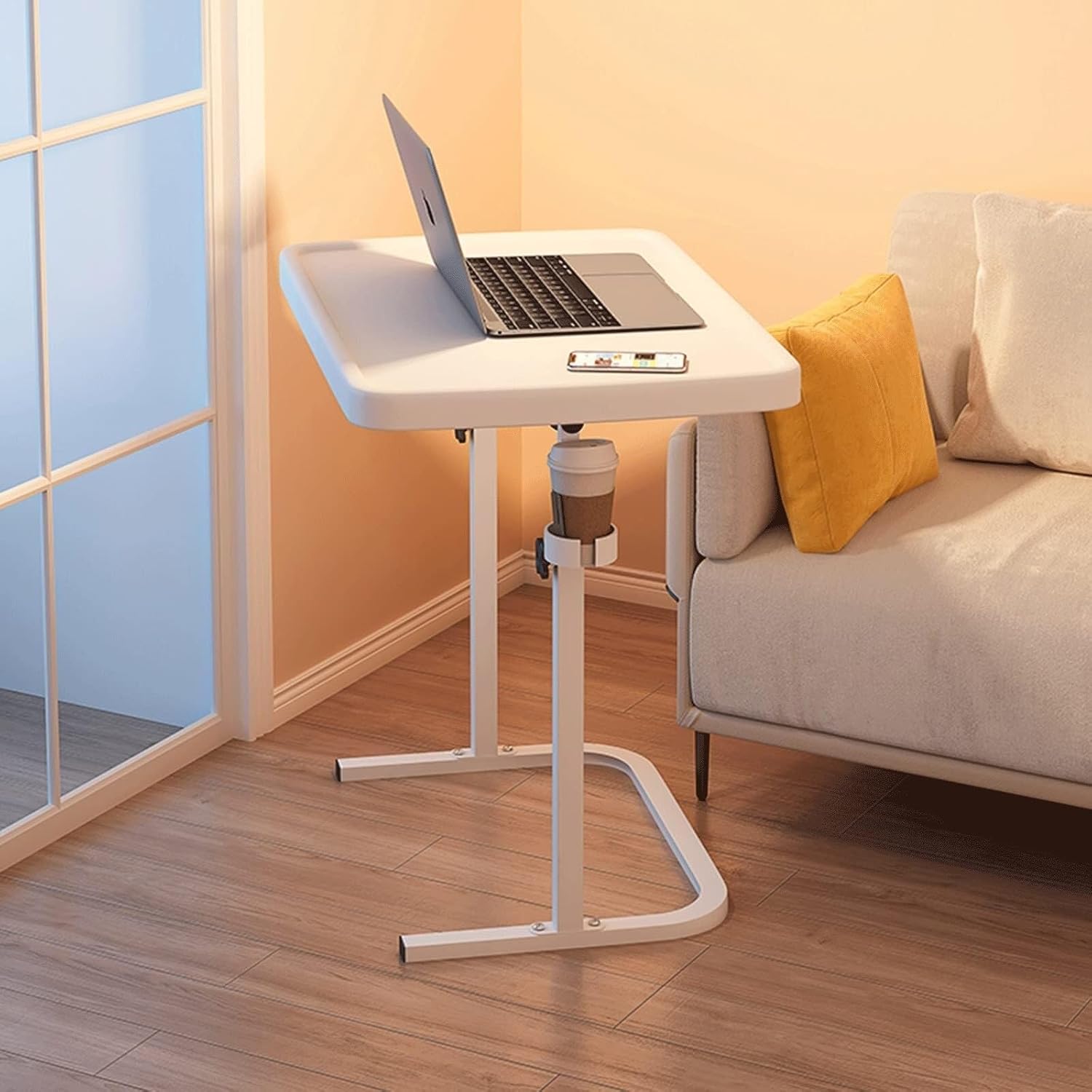Foldable Over Bed Table, Height Adjustable Bedside Laptop Table Mobile Desk Sofa End Table for Hospital Nursing Reading Eating