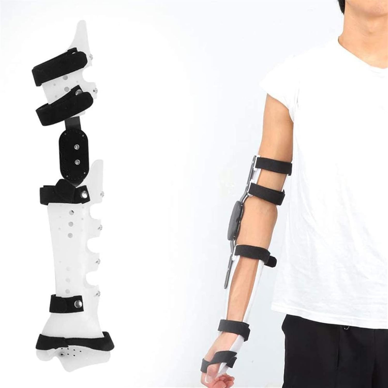Arm Supports Orthopedic Brace, Adjustable Fixed Elbow Brace Corrective Orthosis Arm Fracture Protector Elbow Forearm Immobilizer Fracture Splint,Right-L