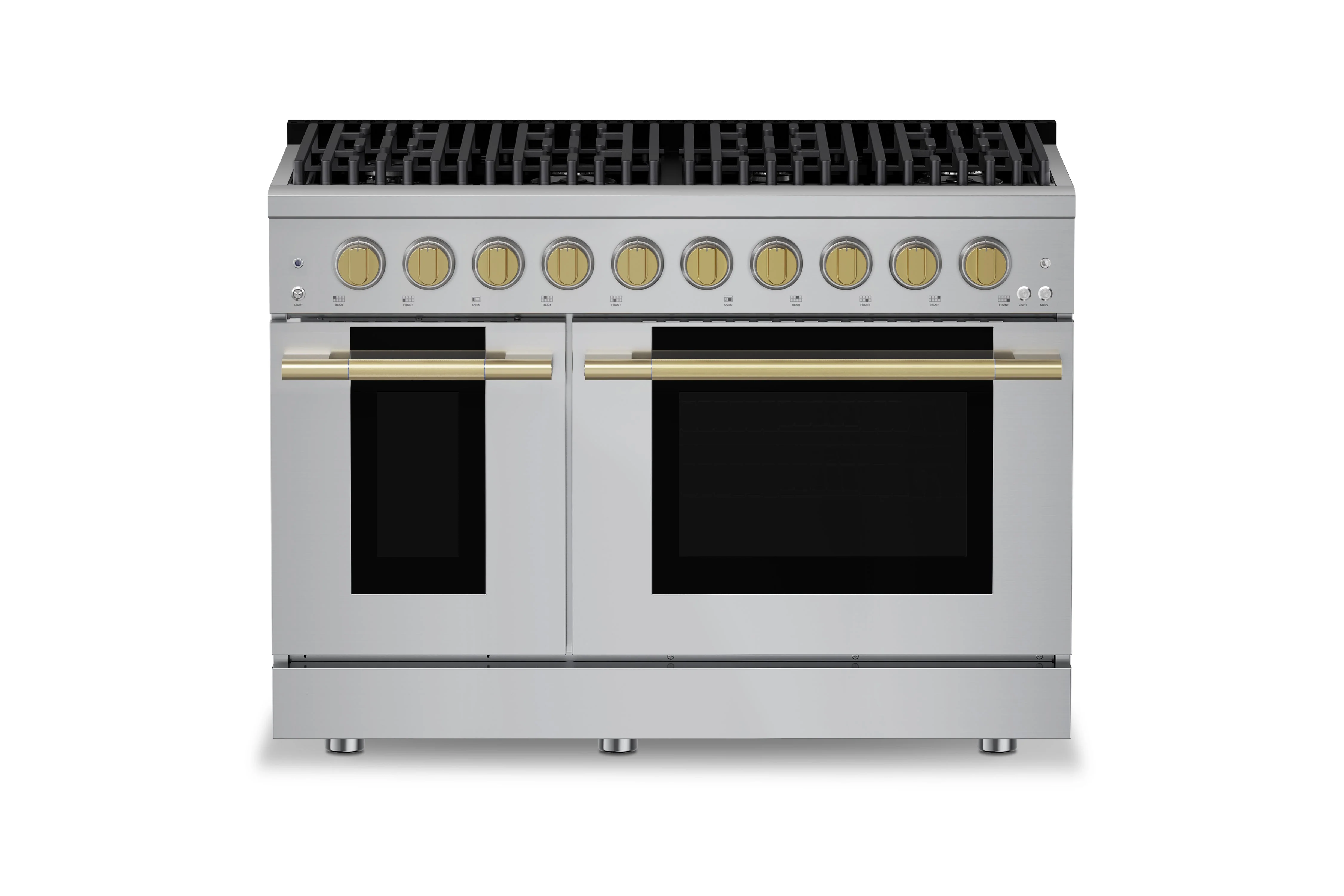 Hauslane HausPro Series 48-Inch Gas or Dual Fuel Range with 8 Burners and Convection Oven in Stainless Steel