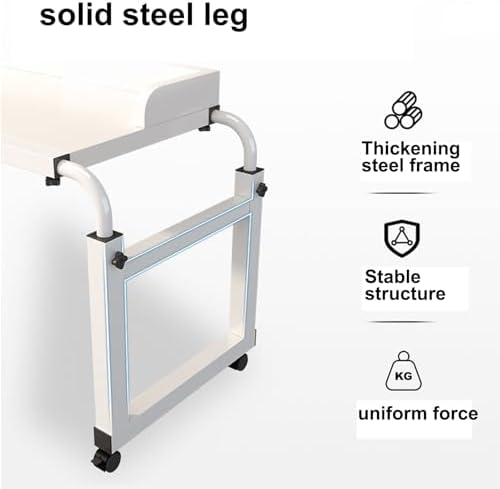 Over Bed Table with Wheels MDF Over Bed Desk, 65-95cm Height Can be Adjusted with 360° Universal Wheels and Heightened Stopper Suitable for Home, Hospital(Brass,100x40cm)