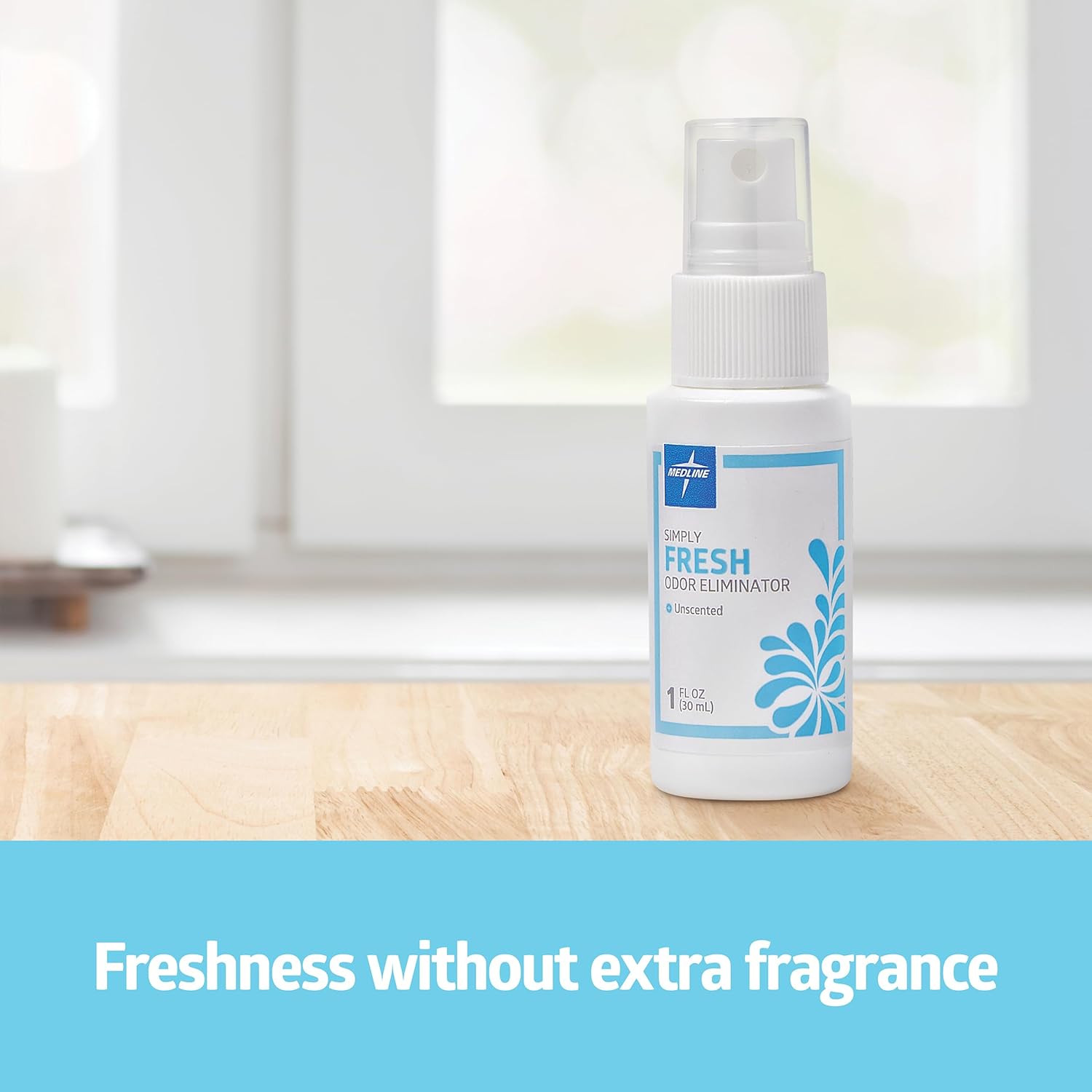 Medline Simply Fresh Unscented Odor Eliminator, 1-oz. Pump Bottle, Ideal for Home & Healthcare Facilities, Case of 48