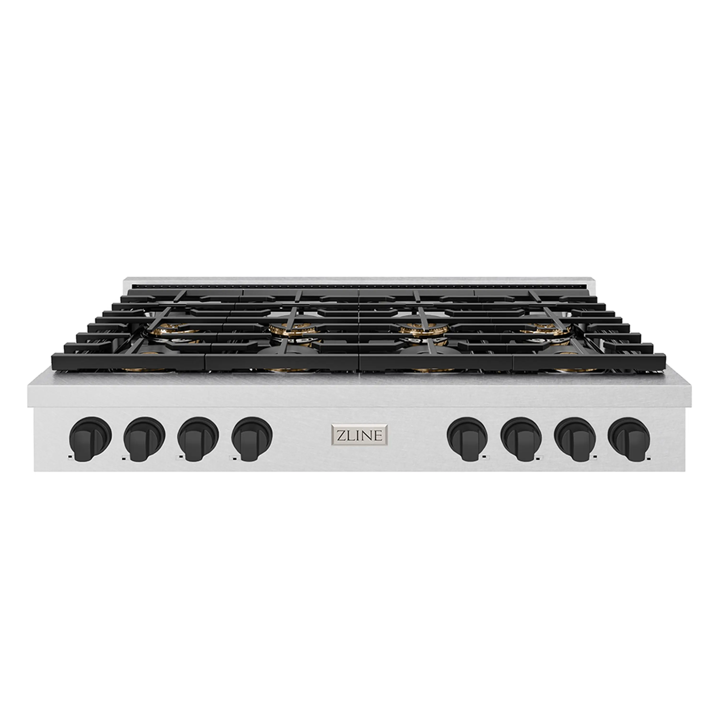 ZLINE Autograph Edition 48-Inch Paramount Gas Rangetop with 8 Burner DuoPro鈩?Cooktop in Satin Stainless Steel and Matte Black Accents (PSRTSZ-48-MB)