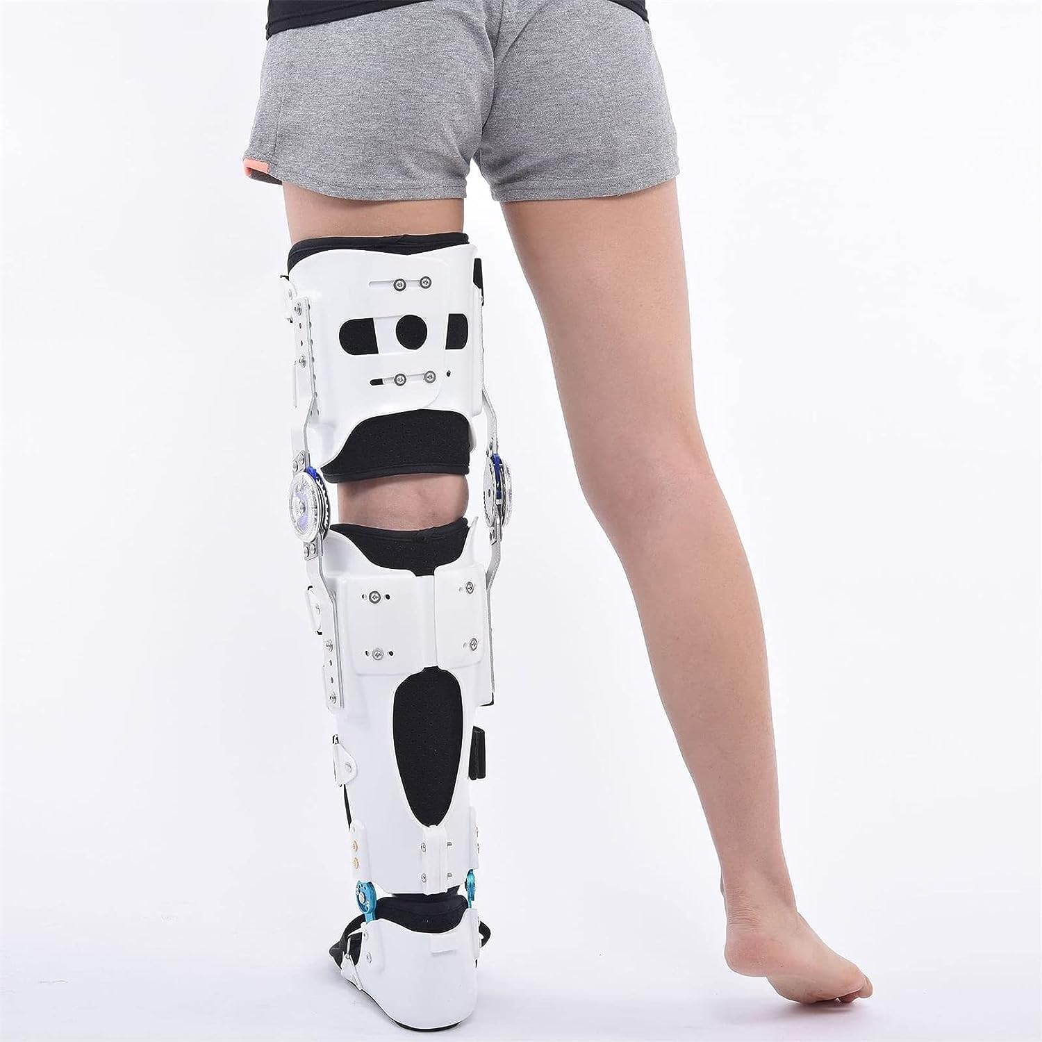 Adjustable Hip Joint Fixation Bracket, Knee Joint Fixed Brace Full Leg Brace, Adjustable Post Op Knee Support Immobilizer, Breathable Thigh Knee Ankle Foot Supports Orthosis for Torn , Meniscus Tear,S