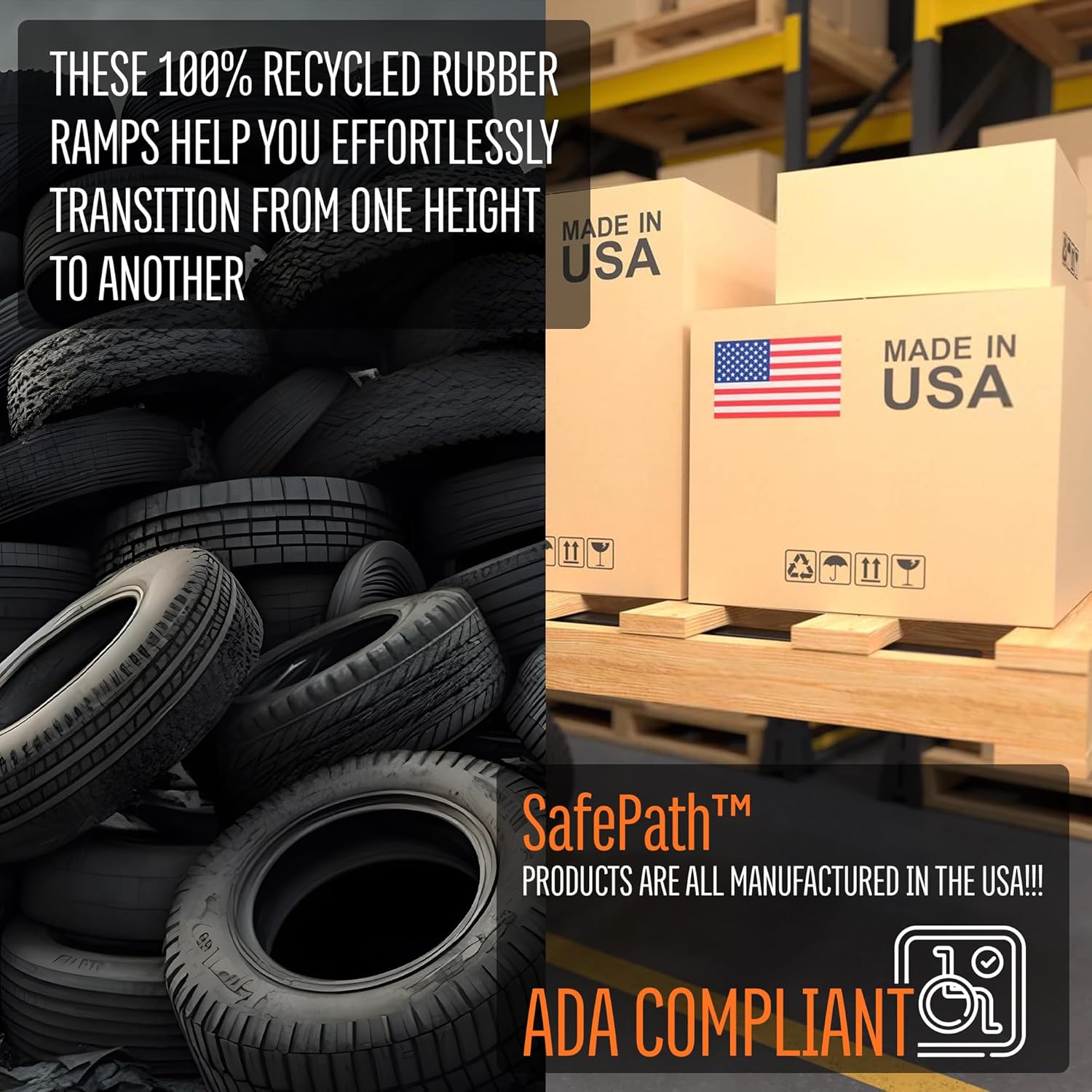 SafePath Multi-Purpose Threshold Ramp - ADA Compliant Ramps 2 1/4 Inch H x 29 3/4 Inch D x 46 Inch W | Wheelchair, Handicap, and Walker Access - Made in The USA