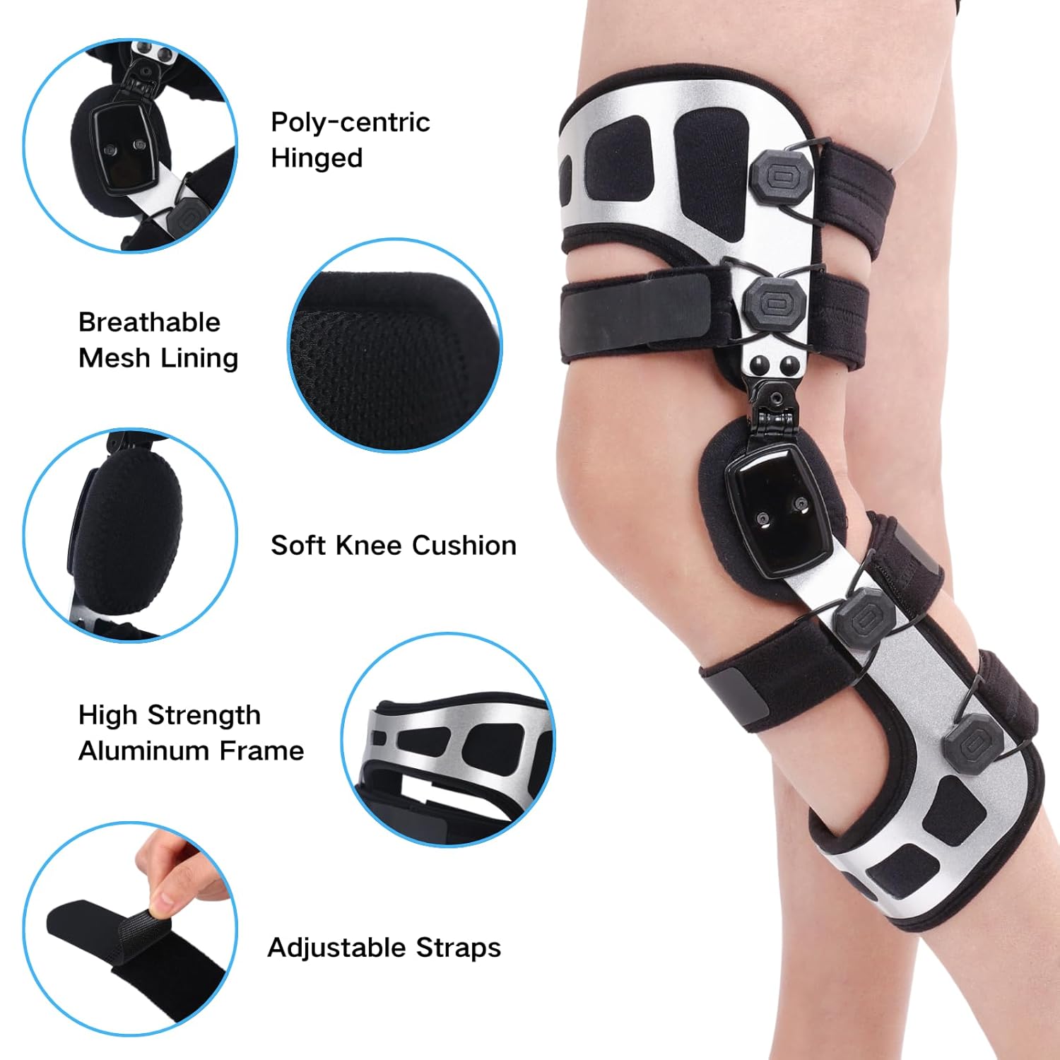 OA Unloader Knee Brace, Double Upright Unloader Knee Brace for ACL, PCL, Mild Osteoarthritis, Bone-on-Bone Pain and Meniscus Tear, Dual Unloading Support for Medial and Lateral