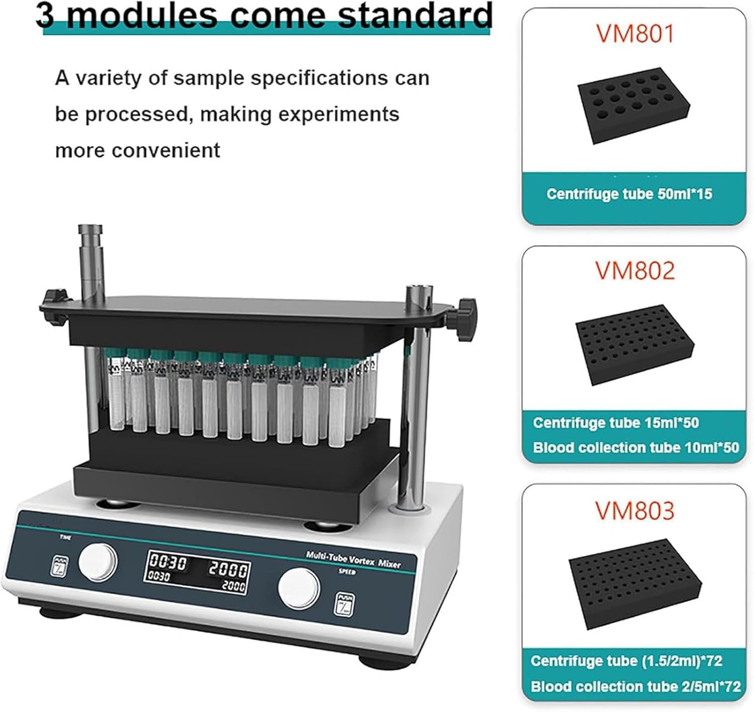 Multi-Tube Vortex Mixer,Lab Multi-Tube Vortexer Mixer,Speed range 500~3000rpm,Laboratory Multi-Tube Vortex Mixer Shaker,AC 100V-220V, 100W
