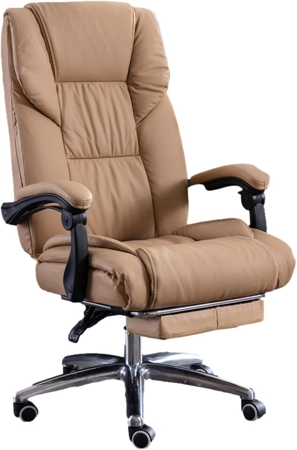 Home Office Chair,Swivel Chair,Computer Desk Chair,Adjustable Executive Leather Chair with Armrest and Feet, Ergonomic High Back Cushion Lumbar Back Support,BlackKhaki-A