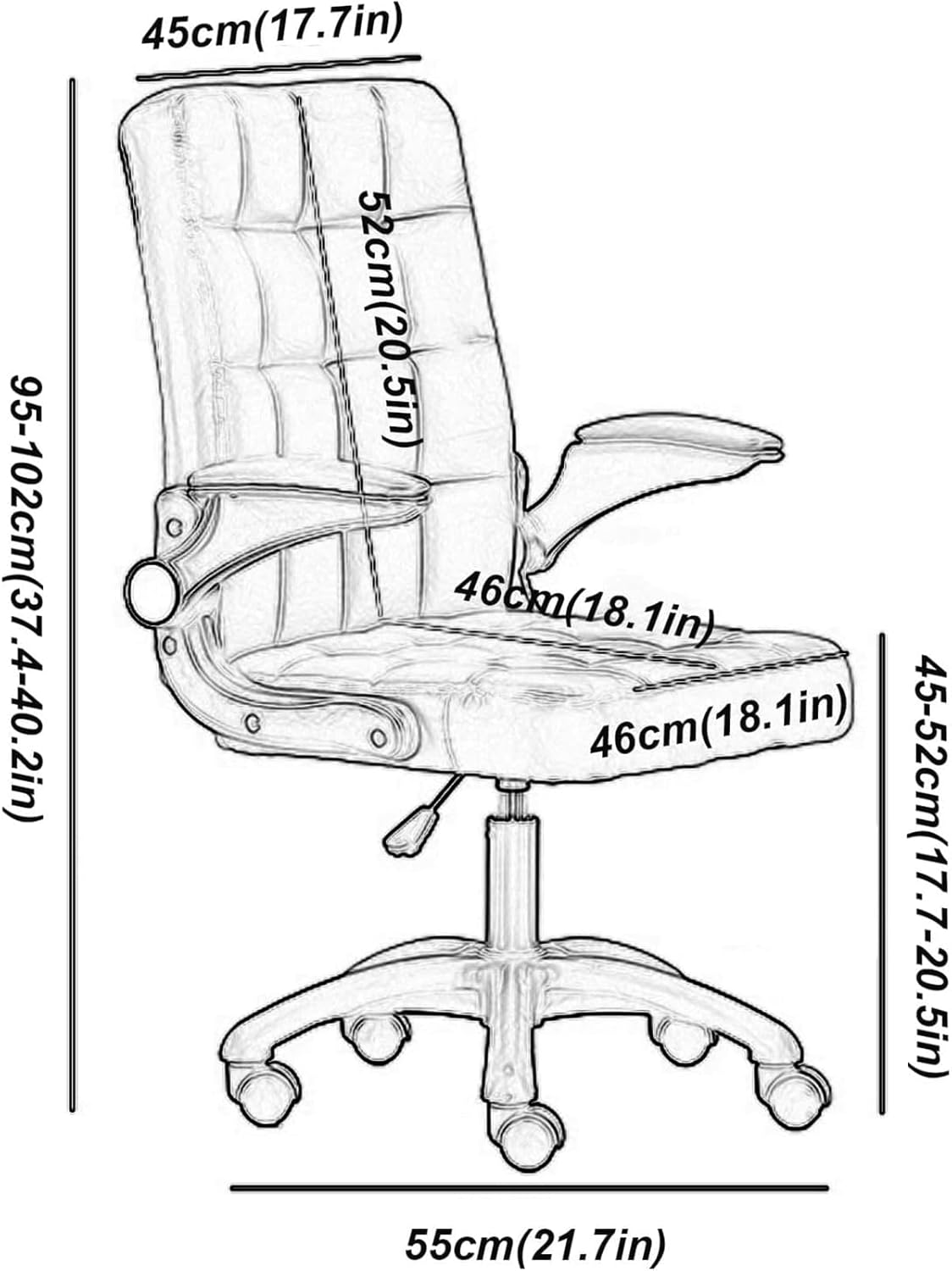 PU Leather Office Chair Latex Cushion Desk Chair with Armrest Computer Chair Lumbar Support Adjustable Executive Chair (Khaki-