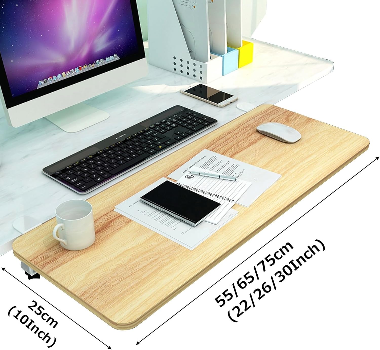 Desk Extender for Computer Keyboard Tray and Mouses Platforms, Ergonomic/90° Foldable/Elbow Arm Fully Support/Pink/75 * 25Cm,