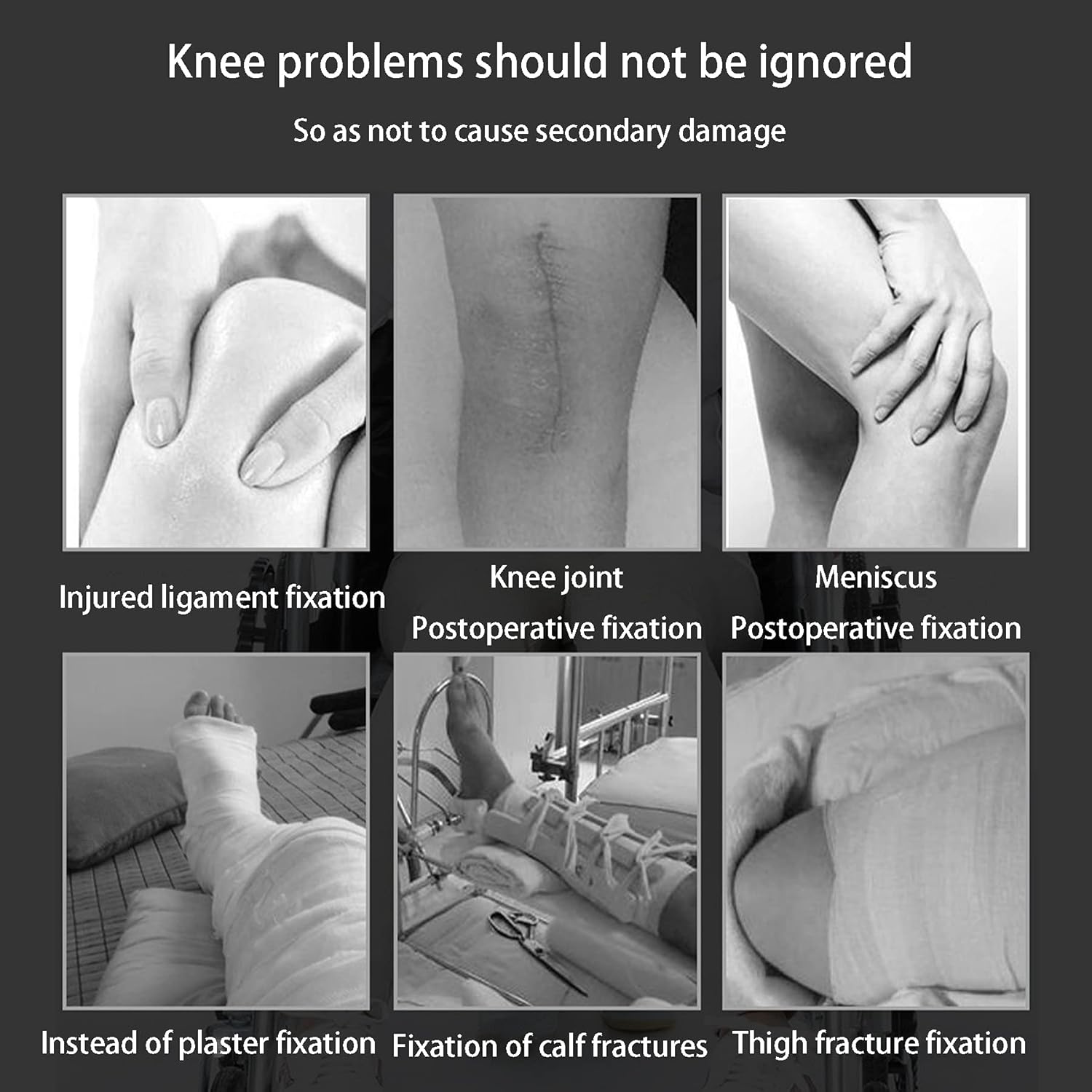 Hinged Post Op Knee Brace Adjustable Knee Immobilizer Brace Support Splint Stabilizer Wrap Sprain Post-op Hemiplegia Fixation for Orthopedic Rehab Meniscus Tear Men and Women