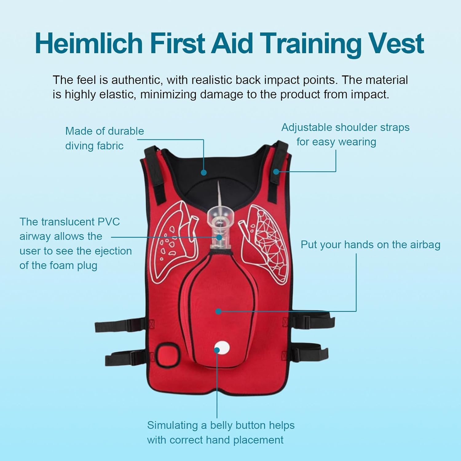 Anti Choking Obstruction Trainer Vest, Heimlich Training Vest First Aid Rescue Model for Choking and Suffocation Adult and Child