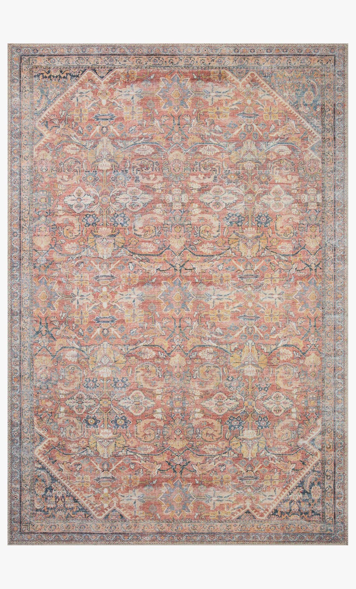 Loloi II Adrian Collection - Traditional Power Loomed Rug in Rust & Denim (ADR-02)