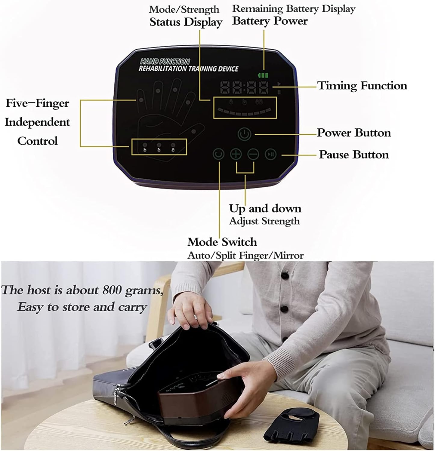 2PCS Rehabilitation Robot Gloves,Hemiplegia Finger Glove Rehabilitation Trainer Stroke Recovery Equipment for Left and Right Hand Promote Blood Circulation Resolve Stiff Hands (L,Yellow)