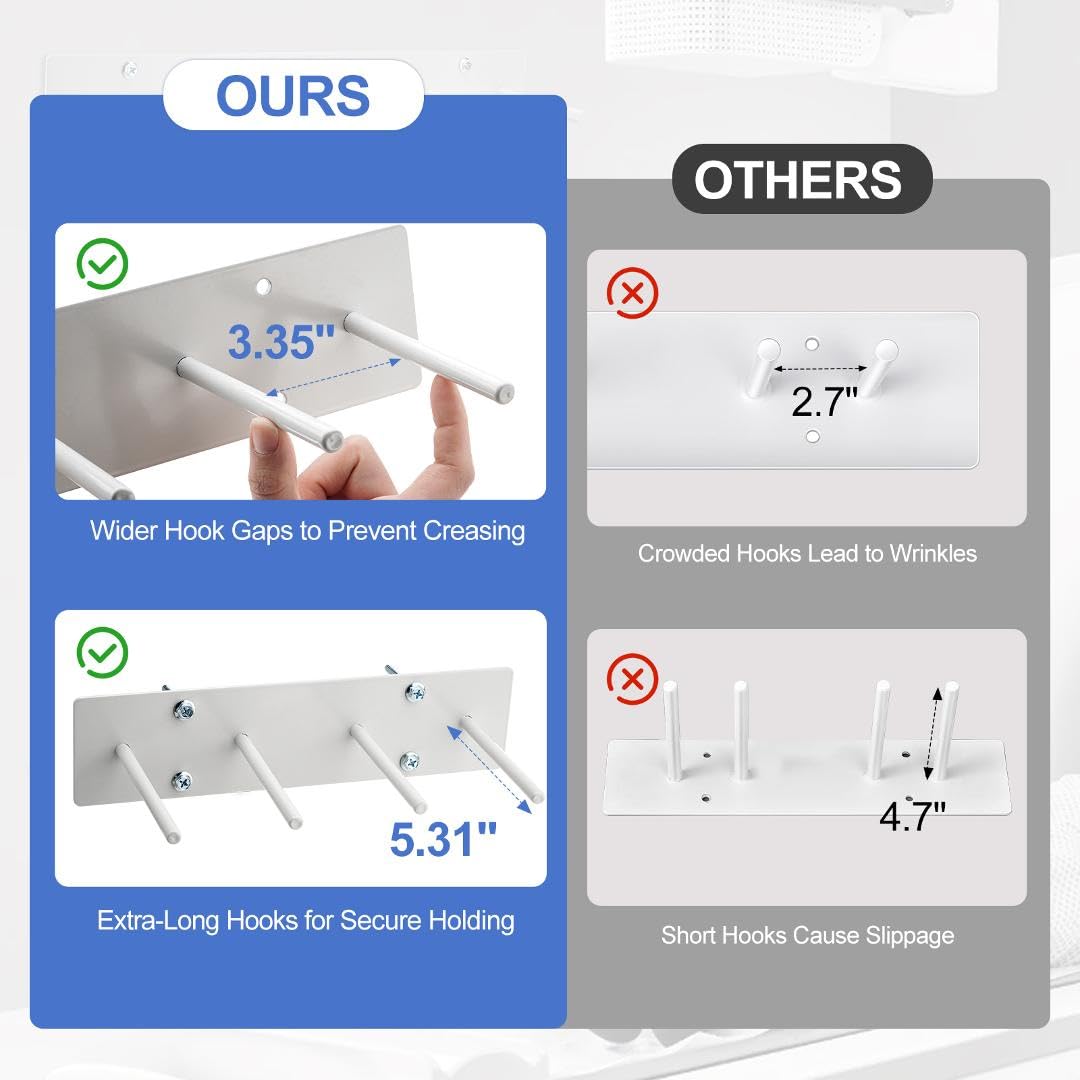 PER4MANCE 2-Pack Lead Apron Hanger – 6-Hook Heavy Duty Wall Mount with Extra Long Anti-Slip Hooks, Easy to Mount for Home and Commercial Use