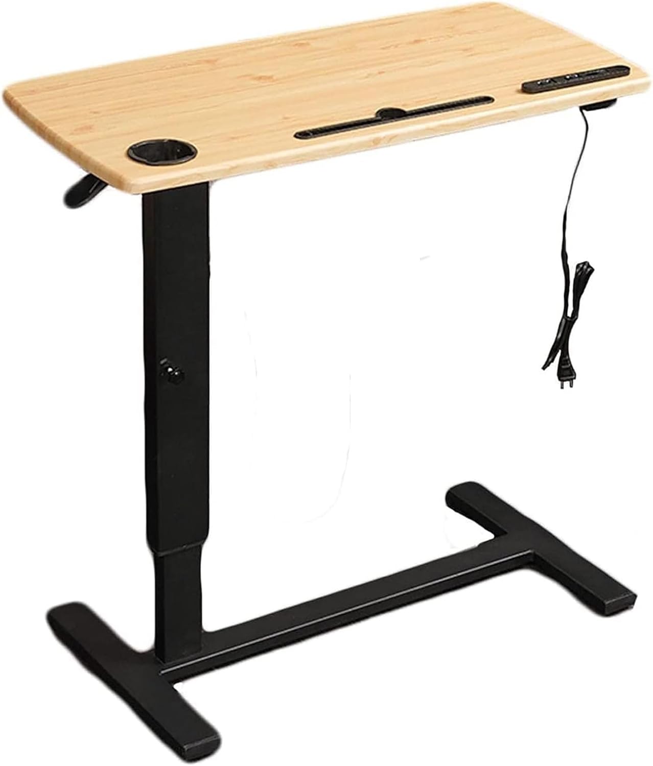 Overbed Table with Wheels, Adjustable Height Hospital Bed Table, Mobile Snack Table,for Laptop Bed Sofa Side Table Hospital Home Use(Natural)