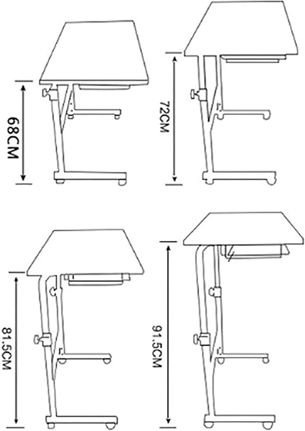 Adjustable Height C Shaped Laptop Table for Sofa or Bed Overbed Desk for Home Hospital or Office Use Computer Standing Desk Side Table for Sofa or Bed Black (80 * 40cm) (Pink 80 * 40cm)