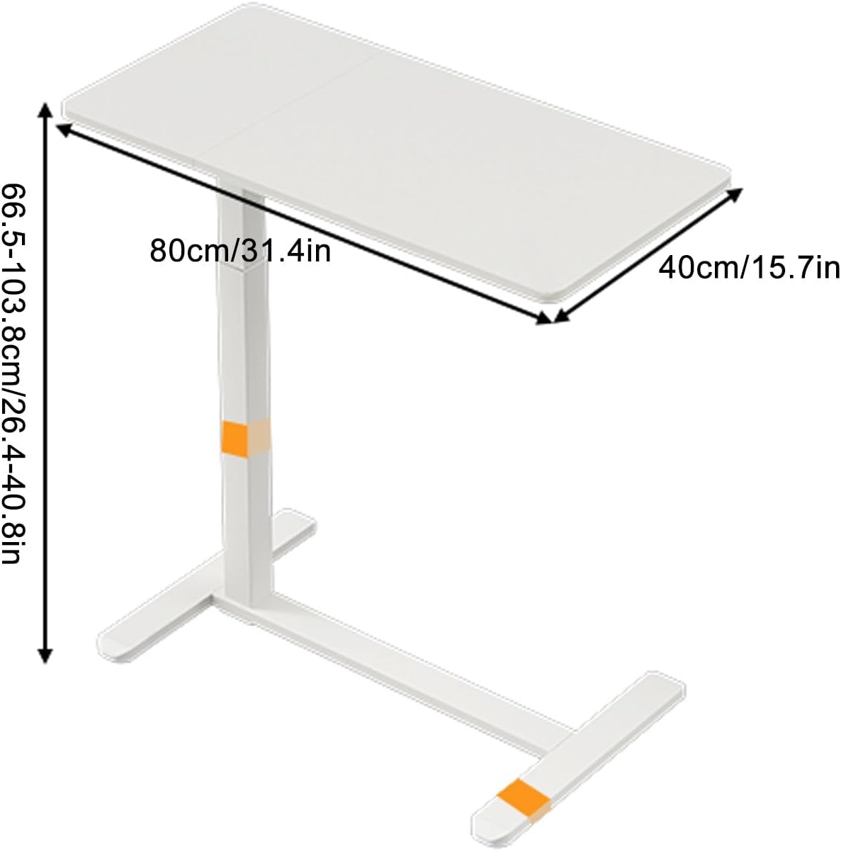Portable Rolling Desk, Mobile Small Standing Desk, Overbed Table with Swivel Hidden Wheels Adjustable Height, Computer Cart for Hospital and Home Use(White)