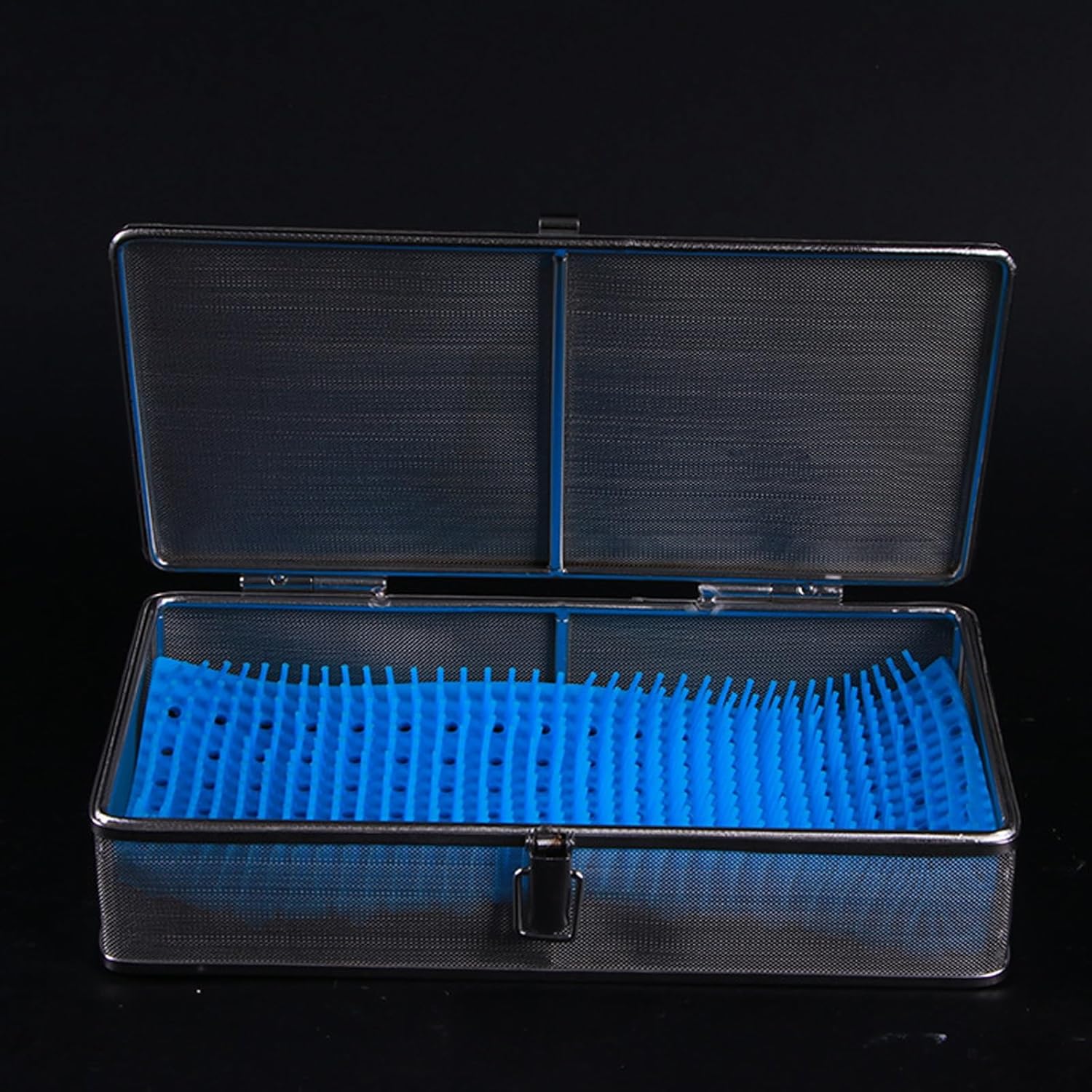 Medical Surgical Instrument Tray Case with Lid and Lock with Silicone Pad,304 Stainless Steel Sterilization Basket Tray(27 * 18cm(10.6 * 7.1