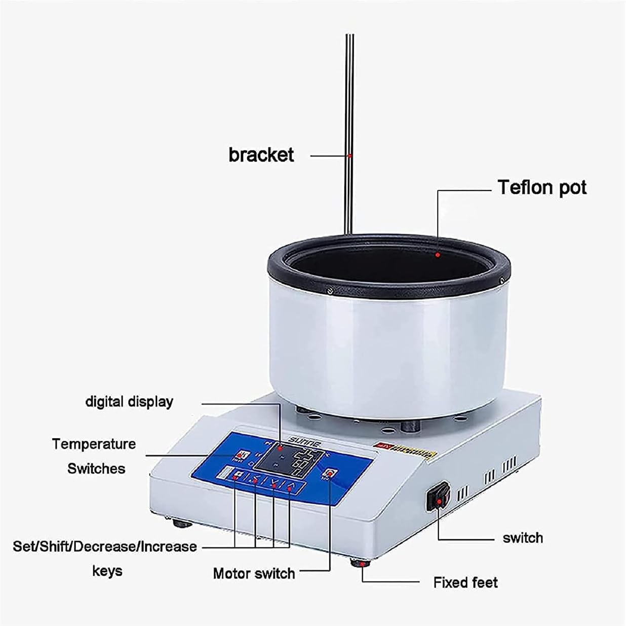Digital Magnetic Stirrer with Temperature Control, Ideal for Lab Use in Water & Oil Baths, Ensures Precise Mixing