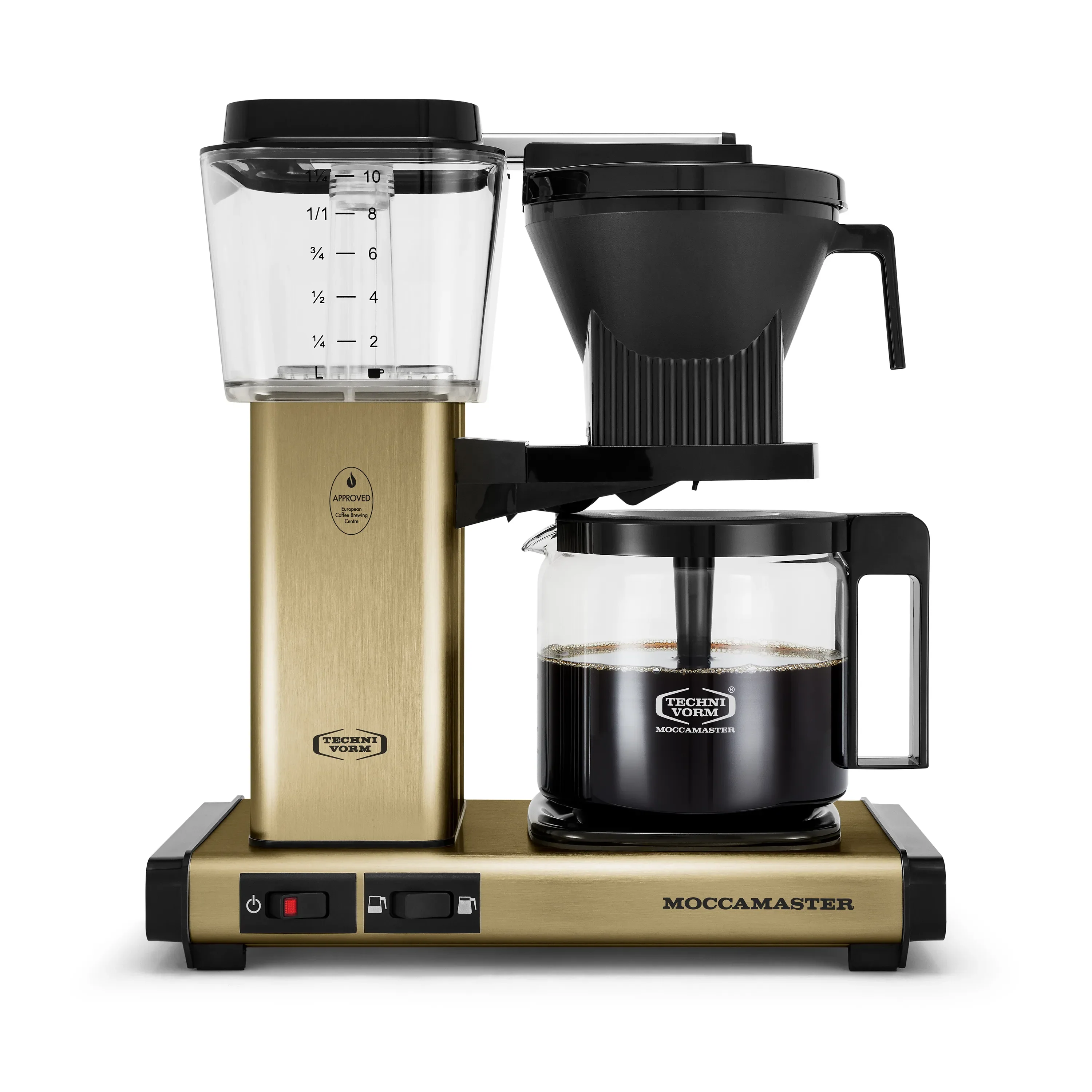 Moccamaster KBGV Select Glass Carafe 10-Cup Coffee Maker in Brushed Gold with Volume Selector Switch, Automatic Drip-Stop & Auto-off 100 minutes, 40 Ounce, 1.25L (53936)