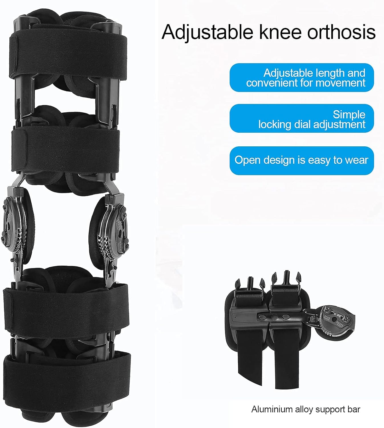 Leg Brace, Knee Brace Adjustable and Breathable Hinged Knee Brace Knee Splint Injury - Orthosis Stabilizer Hinged Immobilizer for Knee Sprain Ligament