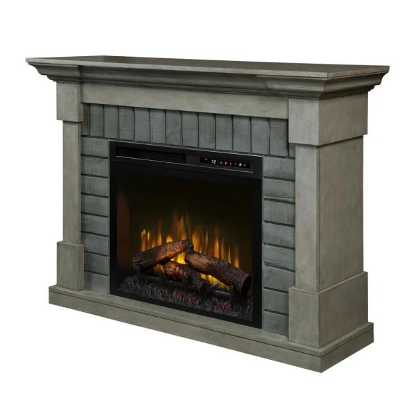 Dimplex Royce 52-Inch Mantel in Smoke Stak Grey with 28-Inch Electric Fireplace with Logs (GDS28L8-1924SK)