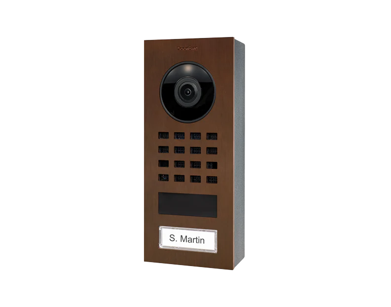 DoorBird D1101V Surface-Mount IP Video Intercom, 1 Call Button in Architectural Bronze