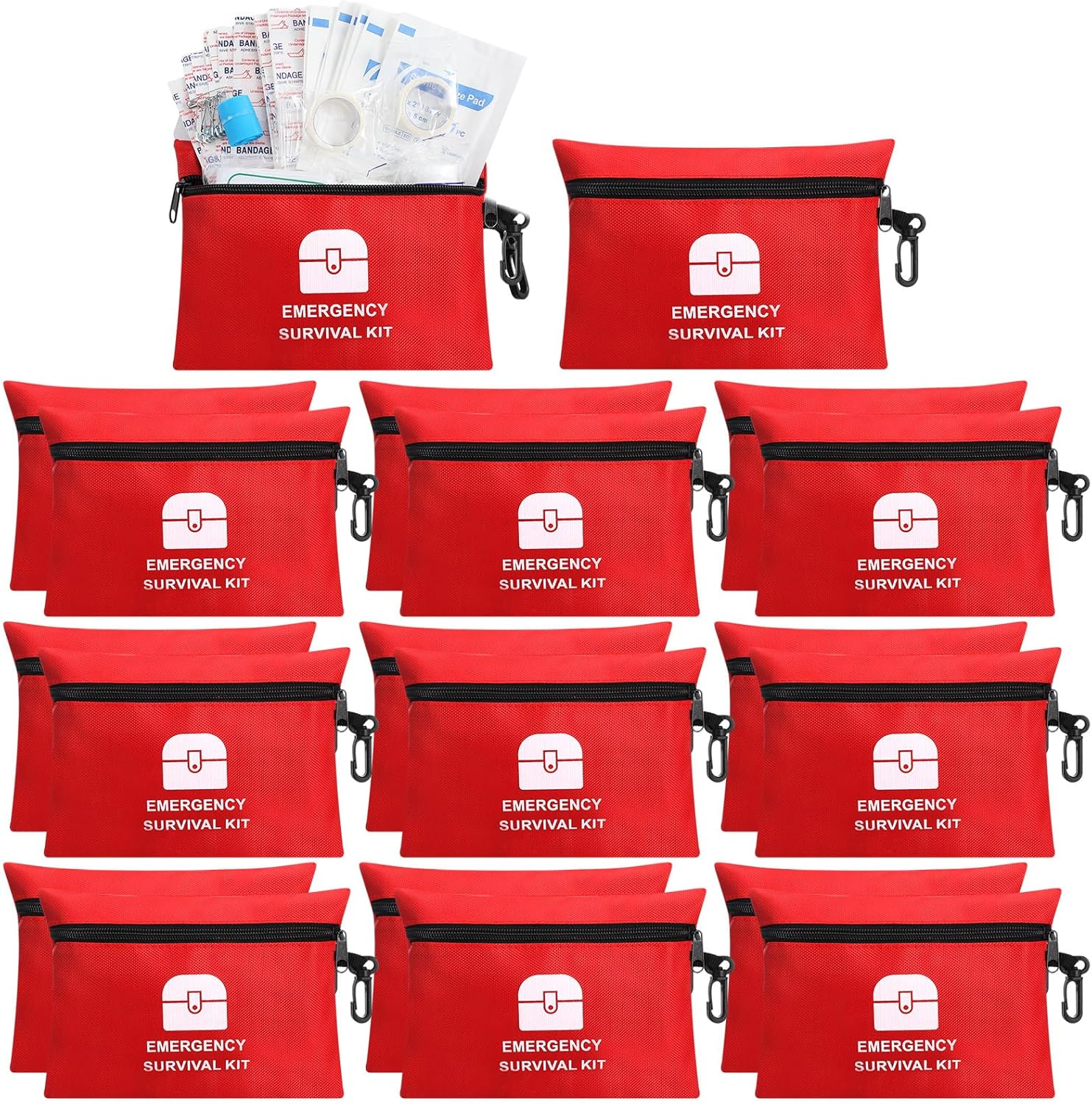 Geiserailie 1740 Pcs Small First Aid Kits Bulk Mini Travel Size Emergency Individual Zipper Pouch Self Care Package Supplies for Homeless Travel Hiking Sports Outdoor College Dorm Essentials, 20 Bags