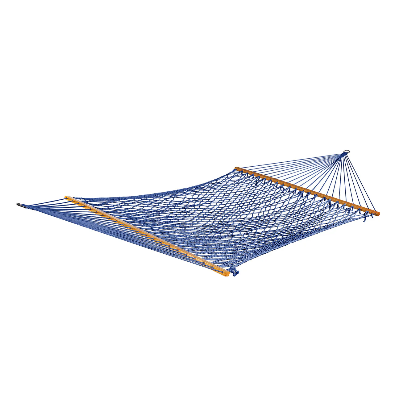 Bliss Hammocks BH-410BLU Cotton Rope Hammock w/ Spreader Bar & Hanging Hardware | 60-in. Wide | 450 Lb. Capacity (Blue)