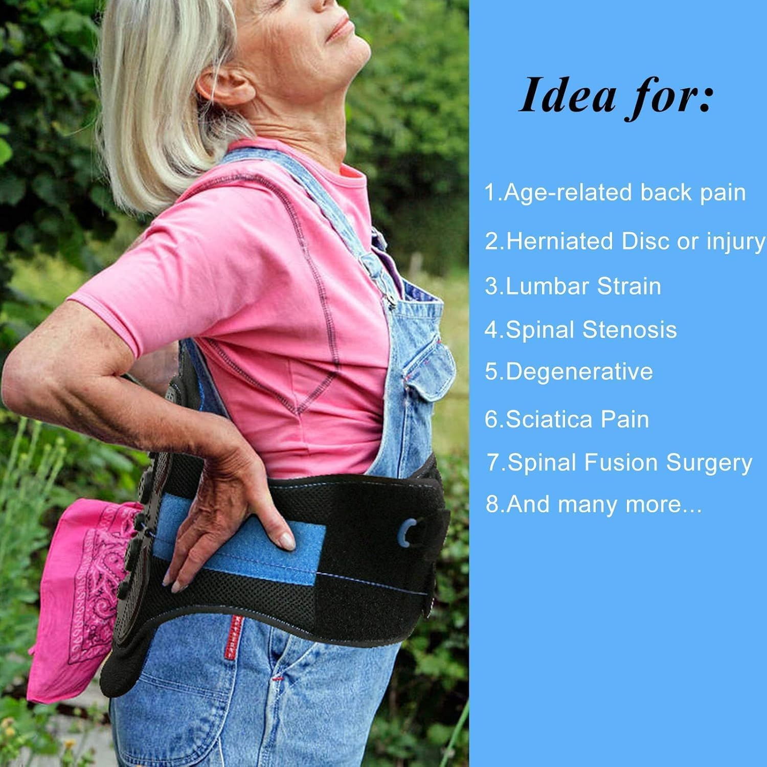 2.0 Version LSO Back Brace with Maximum Decompression Plate&Comfort Curve Back Support New Added with Foam Pad, Dual Pulley System Lumbar Support Belt for Lower Back, Spine, Disc(L/XL fit belly 35