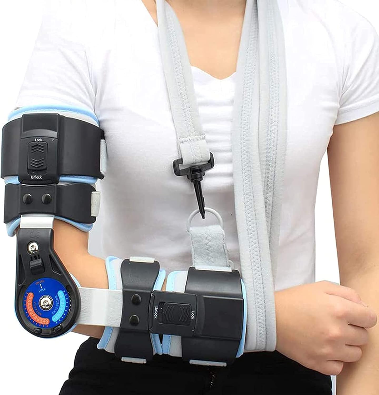 Elbow Hinged ROM Hinged Elbow Brace ​for Elbow Fracture Rehabilitation Hyperextended Elbow Prevention Cubital Tunnel Syndrome Recovery Support After Surgery Injury Recovery Support