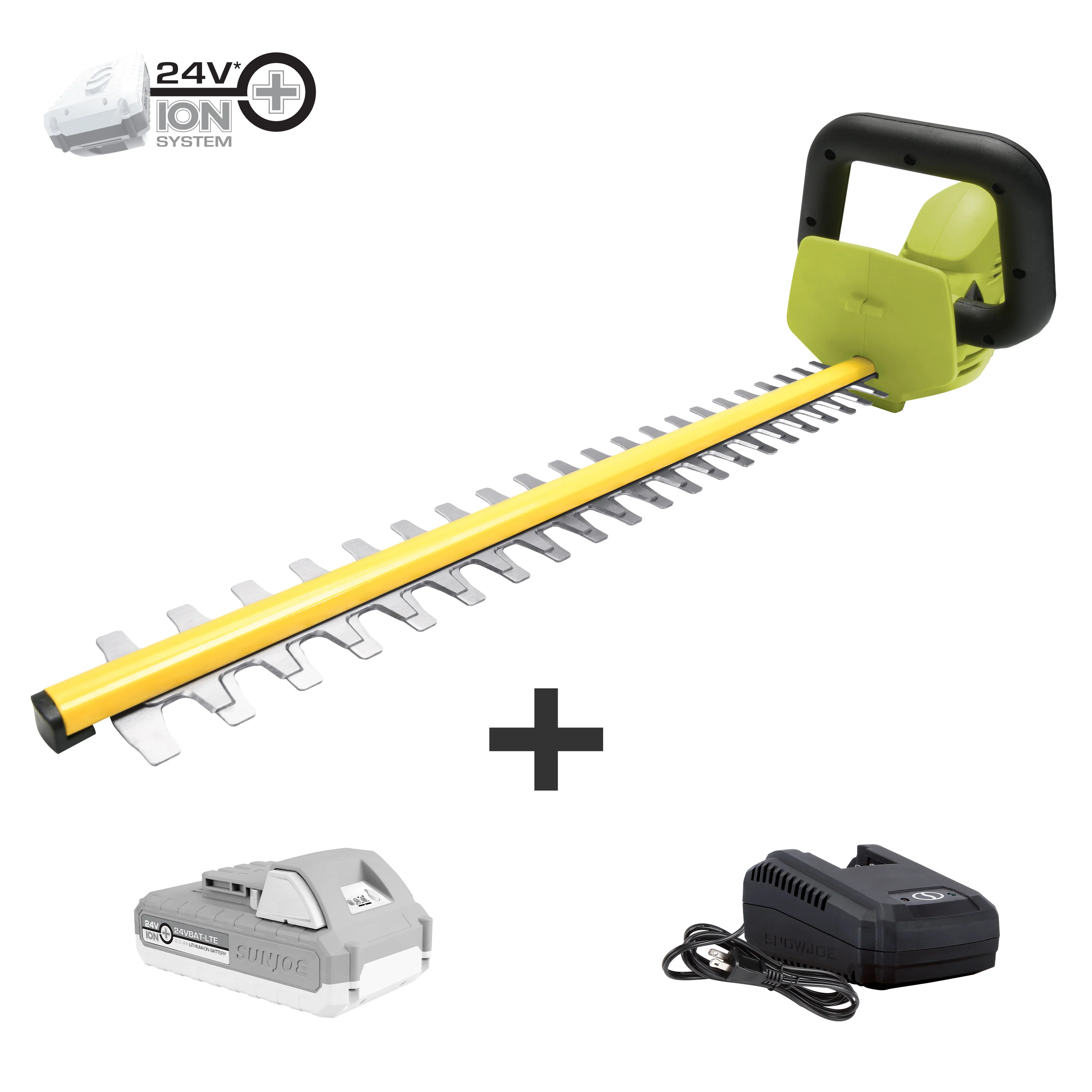 Sun Joe 24V-HT22-LTE 24-Volt* IONMAX Cordless Hedge Trimmer | 22-inch | W/ 2.0-Ah Battery + Charger