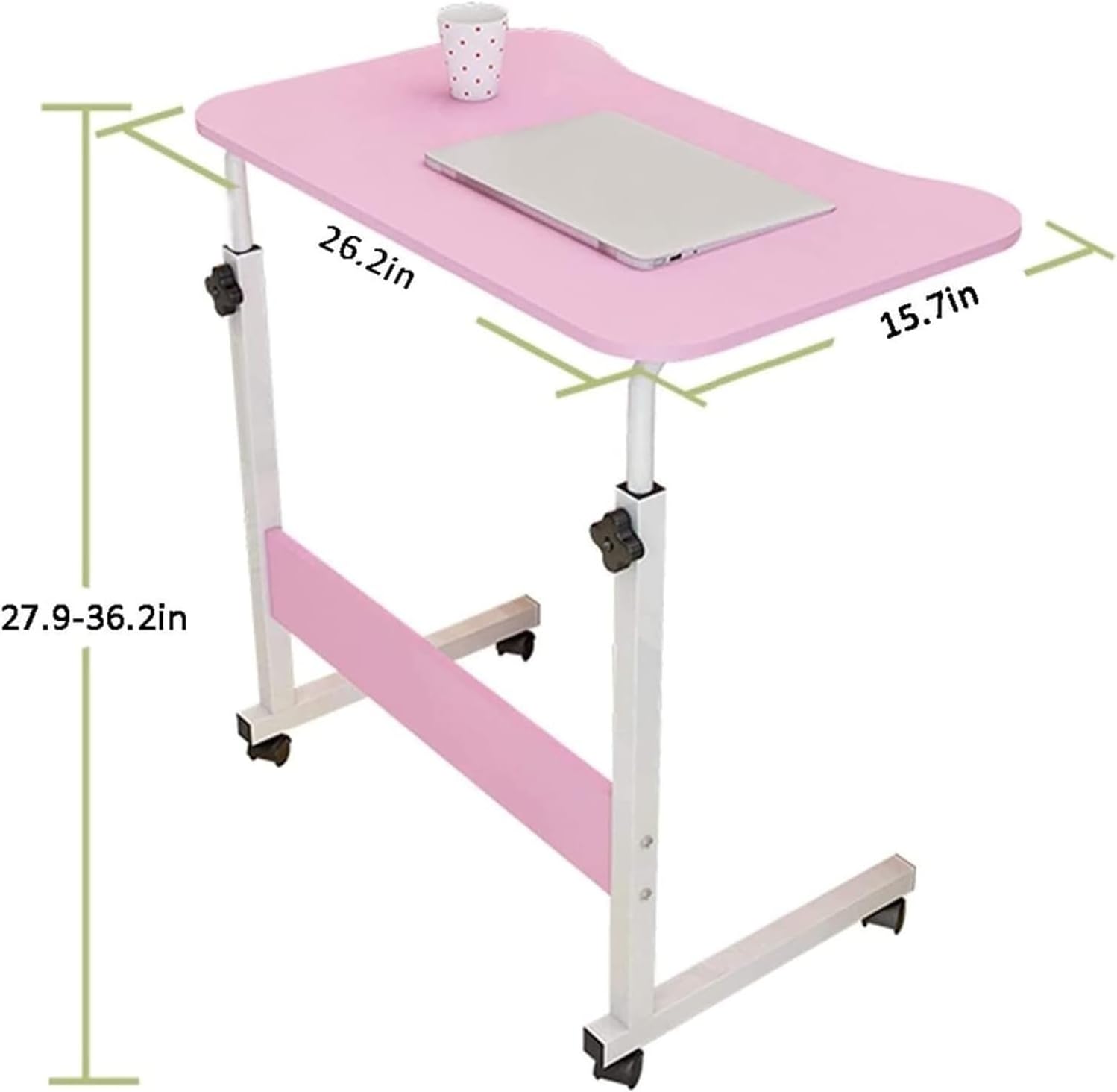 Overbed Table with Wheels，Bed Desk，Bed Table， Medical Overbed Table On Wheels Height-Adjustable Portable Desk Writing Surface to Use in Bed or a Wheelchair Elderly Mobility Aid(B)