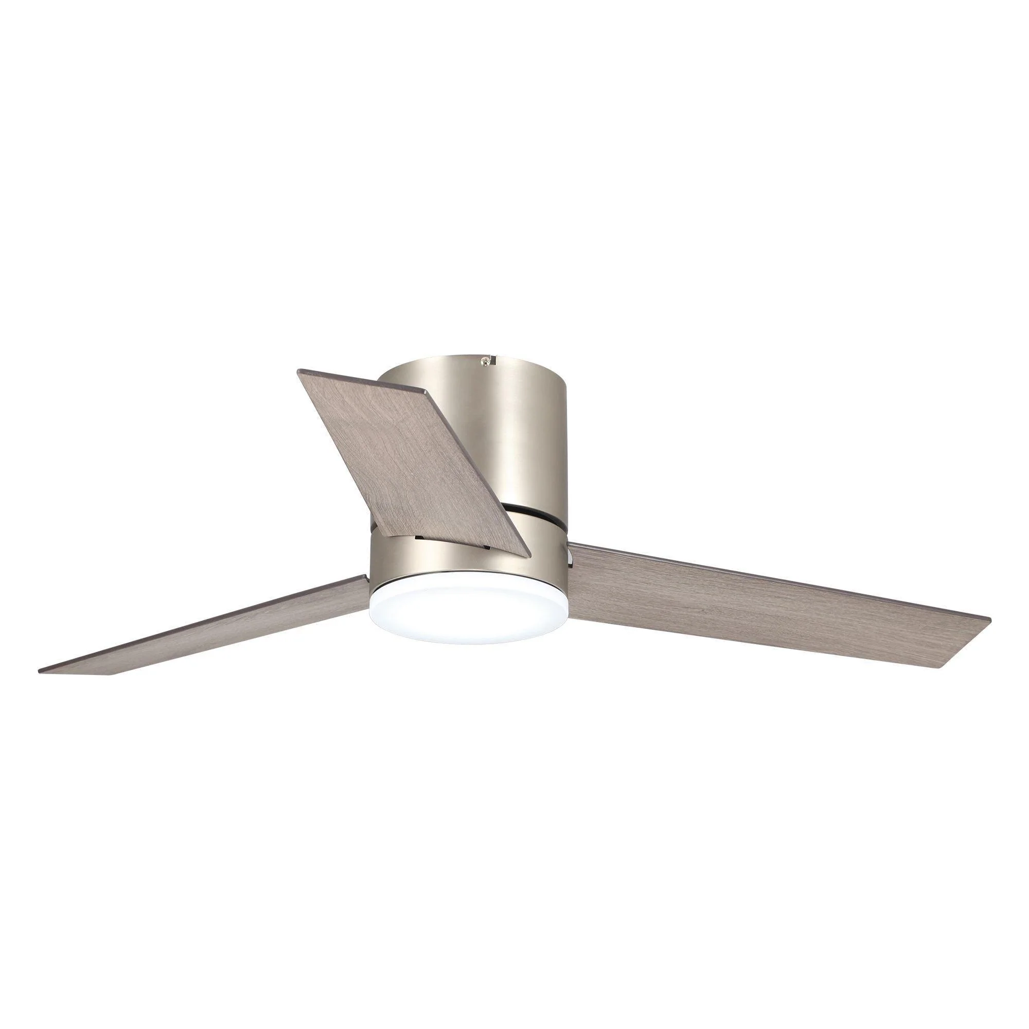 Parrot Uncle 48-Inch Satin Nickel Flush Mount Low Profile Ceiling Fan with LED Lighting (F6298SNQ110V)