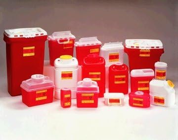 BD 17 Gal. Extra Large Sharps Collector, Red Base/Natural Top, 5/Ca, BD 305610