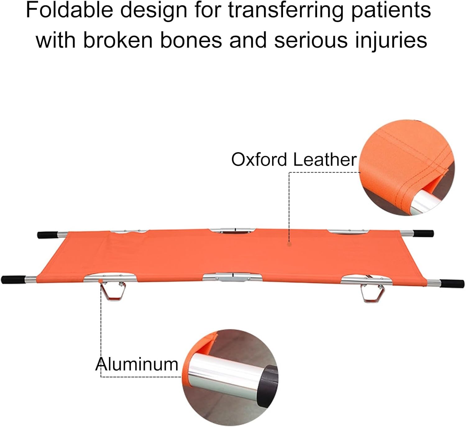 Aluminum Folding Stretcher,Stretcher Medical,with 4 Supporting Feet Storage Bag Rubber Handles,mega Mover,150kg/330 Lb,for Hospitals, Stadiums,fire and Rescue and Home Use