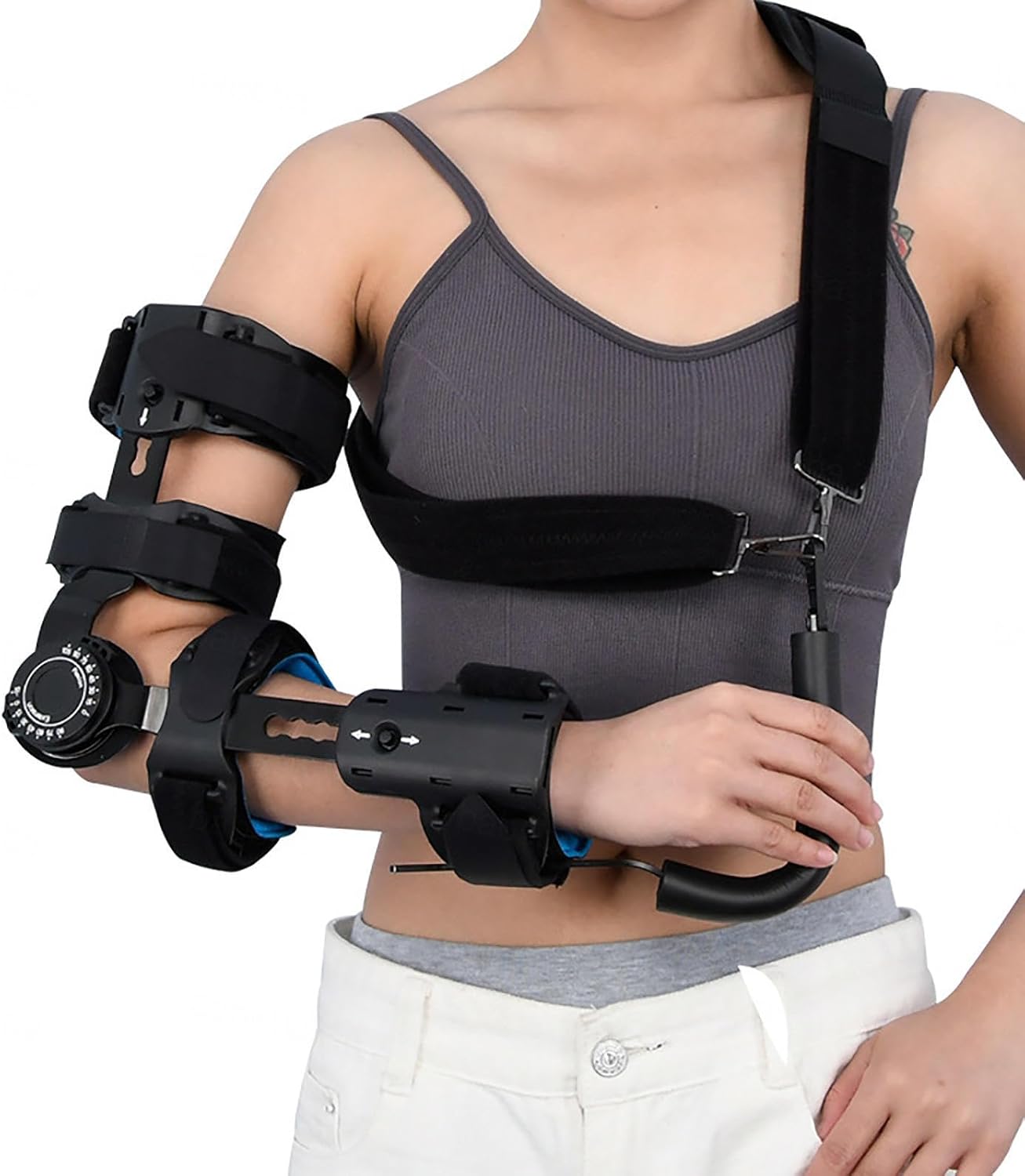 Hinged Elbow Brace for Men Women Adjustable Post Op Elbow Stabilizer Splint Hyperextended Elbow Prevention Tendonitis Cubital Tunnel Syndrome Tendonitis Post Surgery Arm(Left)