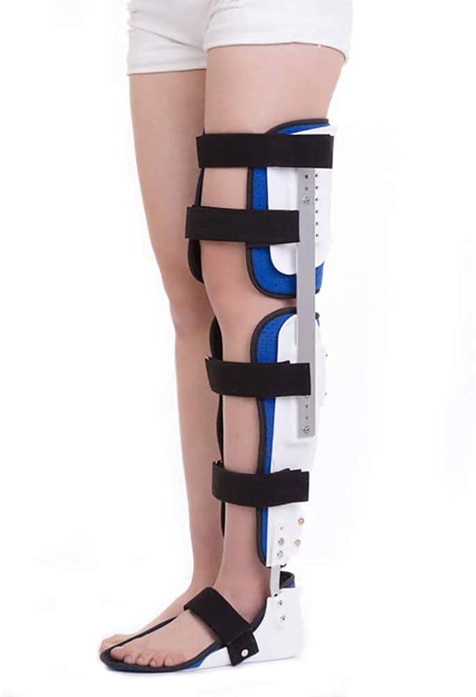 Knee Joint Fixed Brace Full Leg Brace, Adjustable Post Op Knee Support Immobilizer, Breathable Thigh Knee Ankle Foot Supports Orthosis, for Arthritis, Joint Pain Relief, Re(