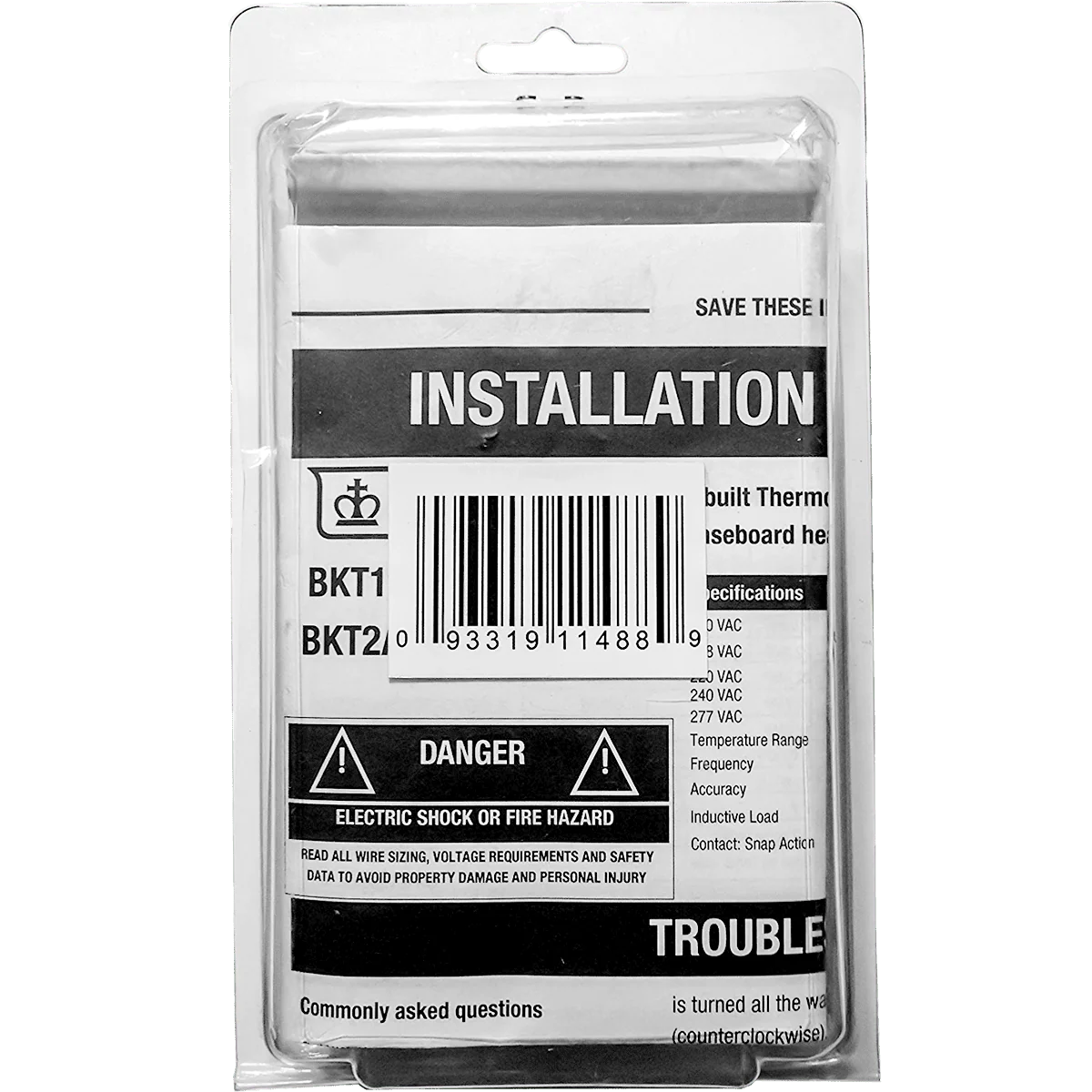 King Electric BKT2 Double Pole Thermostat Kit for K Series Baseboard Heaters