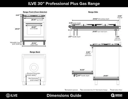 ILVE 30-Inch Professional Plus Dual Fuel Range with 5 Sealed Brass Burners - 2.7 cu. ft. Oven - in Glossy Black with Chrome Trim (UPW76DMPN)