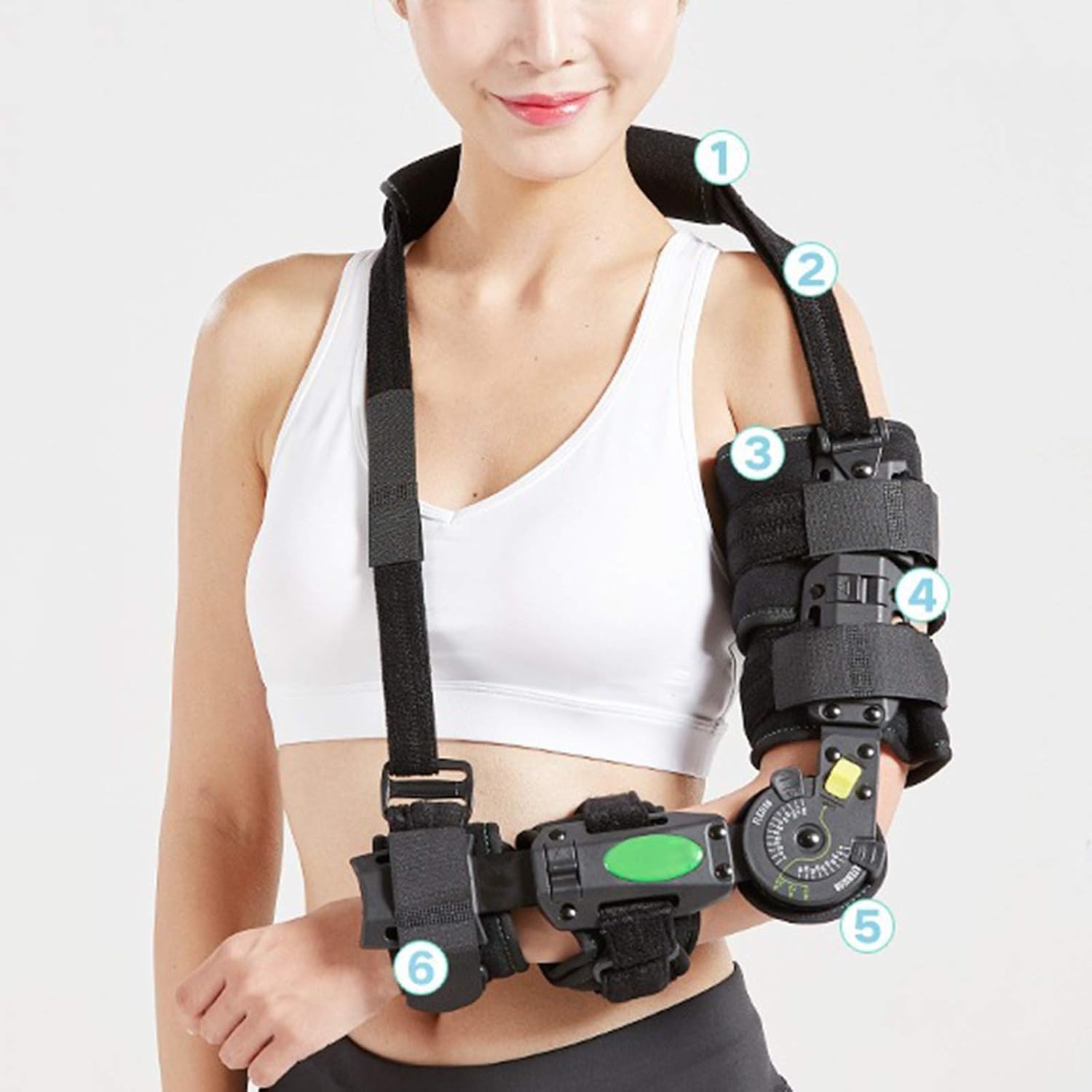 Hinged Elbow Brace, Adults Arm Elbow Splint Immobilizer Brace, Adjustable Elbow Fixator Orthosis for Injury Fractures Treatment and Recovery Aid,Right (Left One Size)